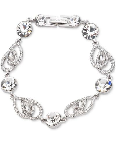 Givenchy Silver-tone Crystal Pave Pear Stone Flex Bracelet - Metallic