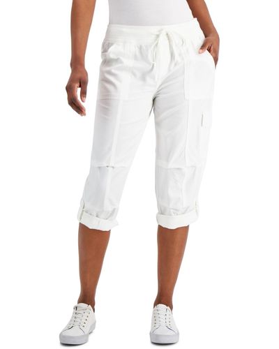 Tommy Hilfiger Solid Cropped Cargo Pants - White