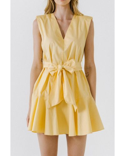 Endless Rose V-neckline Sleeveless Mini Dress - Yellow