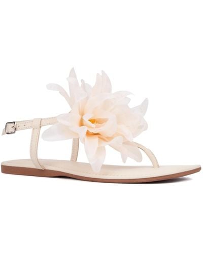 New York & Company Big Flower T-strap Sandal - White