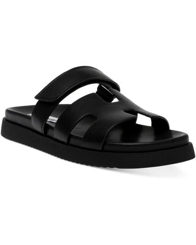 Steve Madden Mayven Strappy Footbed Slide Sandals - Black