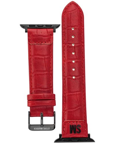 Steve Madden Crocograin Faux Leather Band Compatible - Red