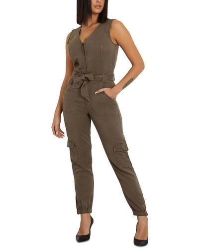 Guess Indy Belted Sleeveless Cargo Jumpsuit - Brown