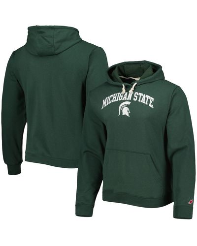 League Collegiate Wear Michigan State Spartans Arch Essential Fleece Pullover Hoodie - Green