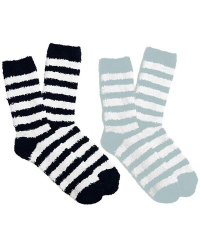Stems Striped Cozy Socks Two Pack - Blue
