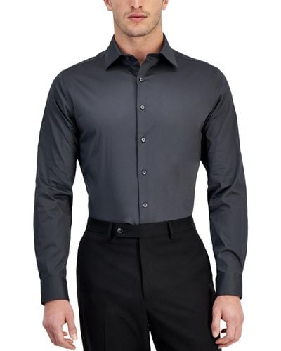 Alfani Slim-fit Temperature Regulating Solid Dress Shirt - Blue