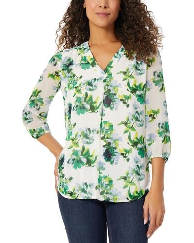 Jones New York Floral-print 3/4-sleeve Tunic Top - Green