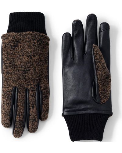 Lands' End Ez Touch Screen Lined Leather Gloves - Black