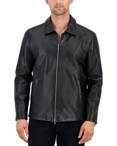 Alfani Faux-leather Jacket - Black