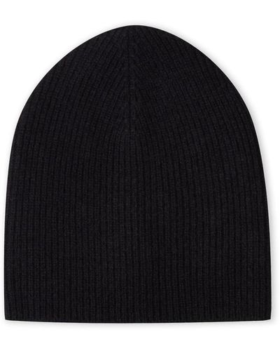 Style Republic 100% Pure Cashmere Fully Ribbed Beanie - Black