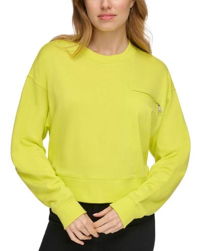 DKNY Zippered-pocket Dropped-sleeve Sweatshirt - Yellow