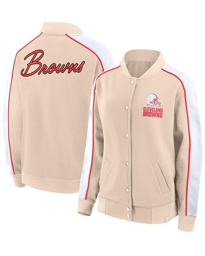 Fanatics Cleveland Browns Lounge Full-snap Varsity Jacket - Pink