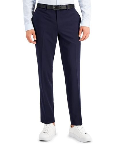 INC International Concepts Slim-fit Navy Solid Suit Pants - Blue