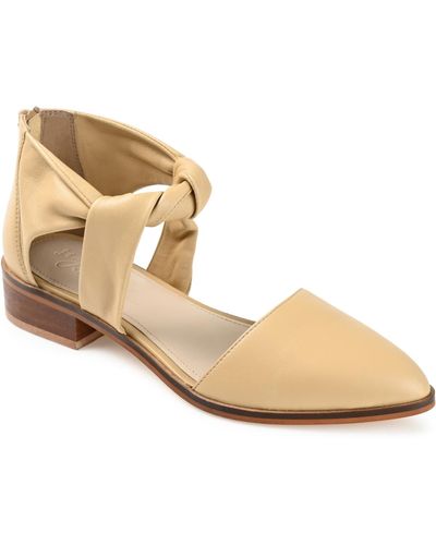 Journee Signature Tayler Twisted Ankle Strap Flats - Natural