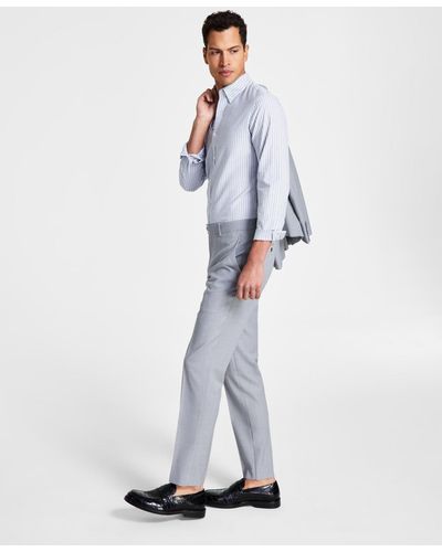 BarIII Slim-fit Wool Sharkskin Suit Pants - Gray