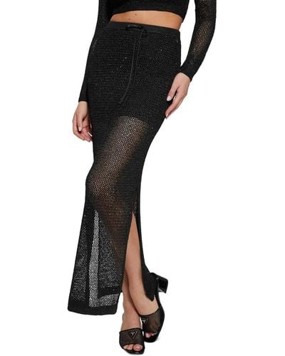 Guess Morgen Sequined Knit Maxi Skirt - Black