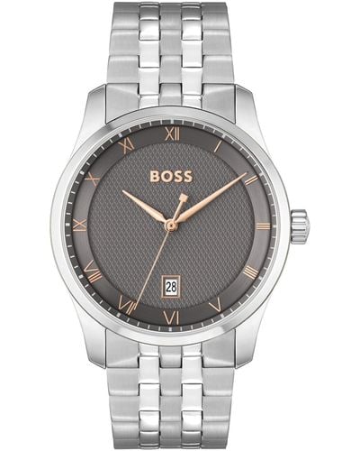 BOSS Men Principle Quartz Basic Calendar Stainless Steel Watch 41mm - Gray
