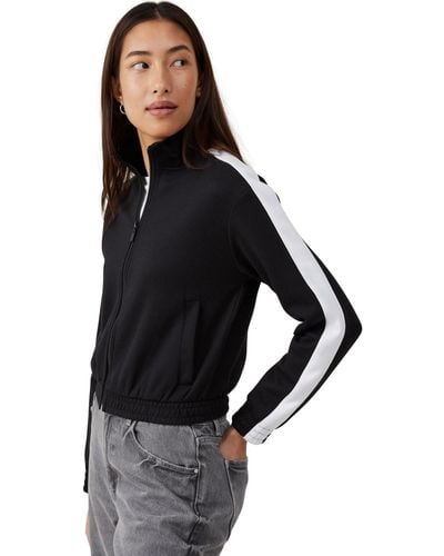 Cotton On Retro Sporty Cropped Zip Up - Black