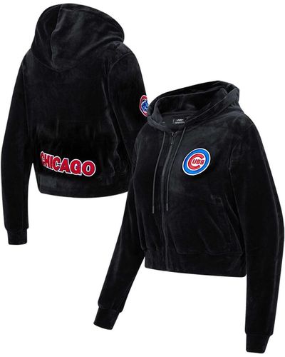 Pro Standard Chicago Cubs Classic Velour Full-zip Hoodie Track Jacket - Black