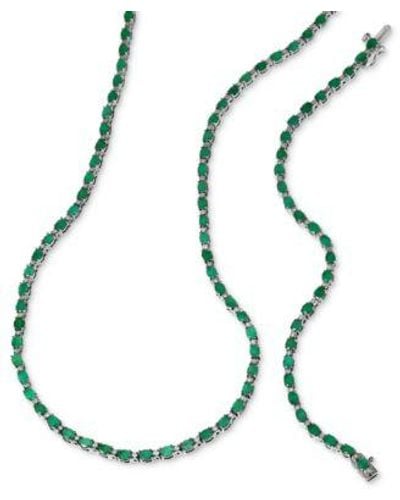 Effy Effy Emerald Diamond Link 18 Collar Necklace Bracelet In - Green