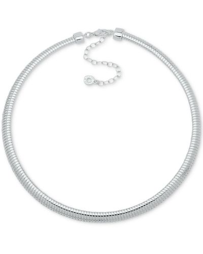 Anne Klein Tone Omega Chain Collar Necklace - White
