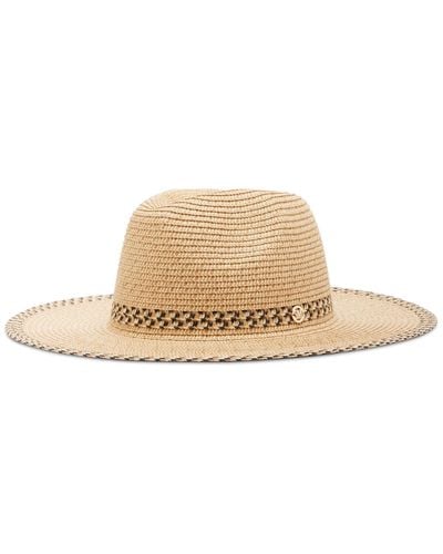 Steve Madden Tri Colored Straw Panama Hat - Natural