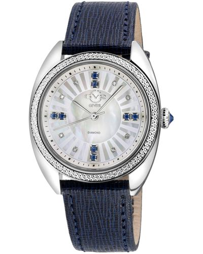 Gevril Palermo Swiss Quartz Blue Leather Watch 35mm - Gray