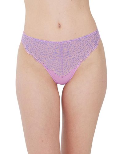 Skarlett Blue Rouse Lace Front Thong - Purple