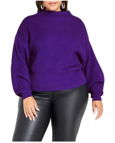 City Chic Plus Size Angel Sleeve Sweater - Purple