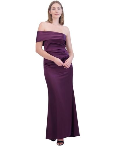 Eliza J Asymmetric Off-the-shoulder Gown - Purple