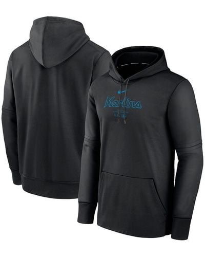 Nike Miami Marlins Authentic Collection Practice Performance Pullover Hoodie - Black