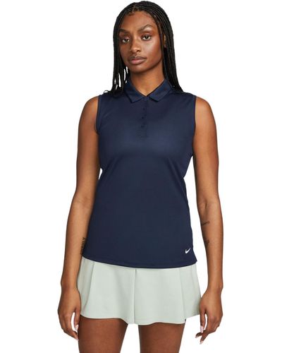 Nike Dri-fit Victory Sleeveless Golf Polo T-shirt - Blue