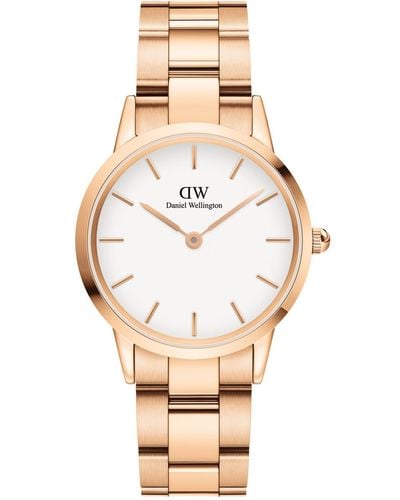 Daniel Wellington Iconic Link 23k Rose Gold Pvd Plated Stainless Steel Watch 32mm - Metallic