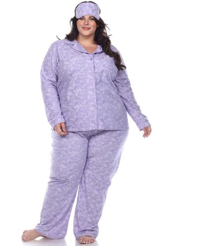 White Mark Plus Size Pajama Set - Purple