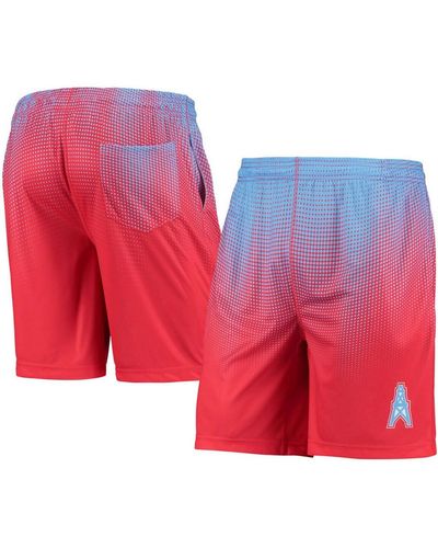 FOCO Light Blue And Red Houston Oilers Gridiron Classic Pixel Gradient Training Shorts
