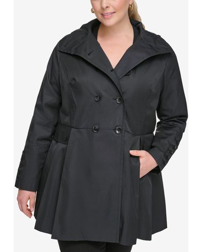 Calvin Klein Plus Size Hooded Double breasted Skirted Raincoat in
