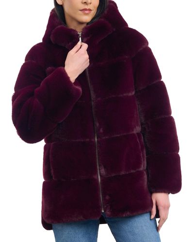 Michael Kors Hooded Faux-fur Coat - Purple