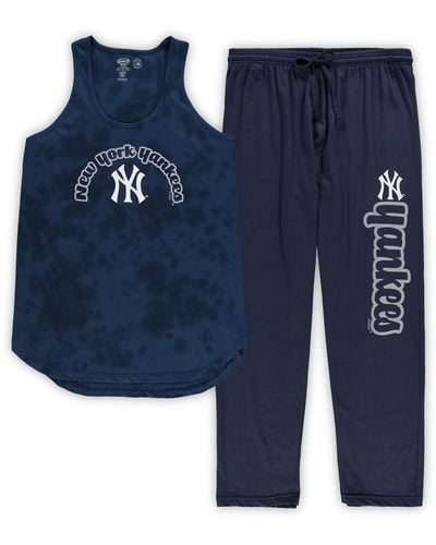 Concepts Sport New York Yankees Plus Size Jersey Tank Top And Pants Sleep Set - Blue