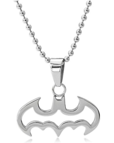 Dc Comics Batman Stainless Steel Cut Out Logo Pendant Necklace - Metallic
