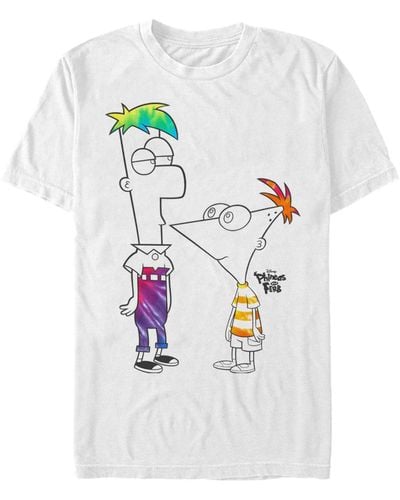 Fifth Sun Phineas And Ferb Boys Of Tie Dye Short Sleeve T-shirt - White