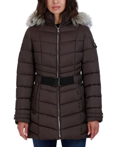 Nautica Women's Microfiber Parka Anorak Jacket with Faux Fur