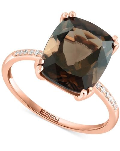 Effy Effy® Smoky Quartz (4-3/4 Ct. T.w.) & Diamond (1/20 Ct. T.w.) Statement Ring In 14k Rose Gold - Multicolor