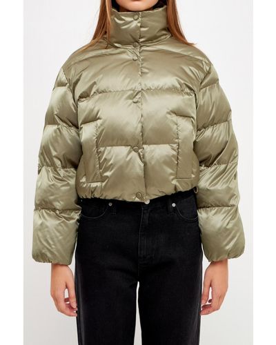 English Factory Puffer Cropped Jacket - Brown