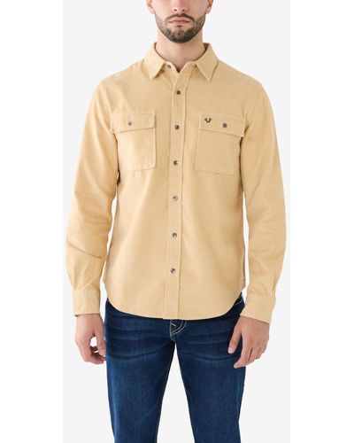 True Religion Long Sleeve Corduroy Workwear Shirt - Natural
