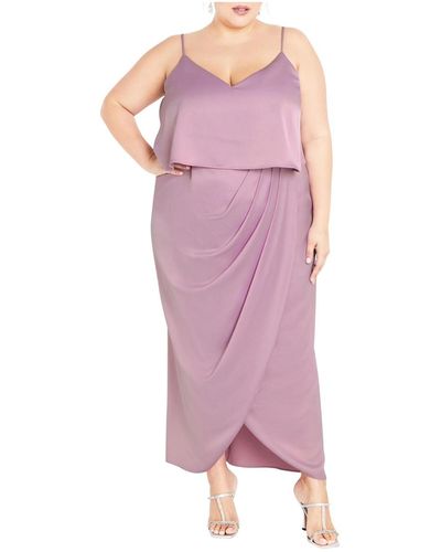 City Chic Plus Size Baby Frill Dress - Pink