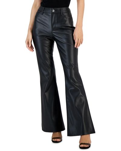 INC International Concepts Petite Faux-leather Flare-leg Pants - Black