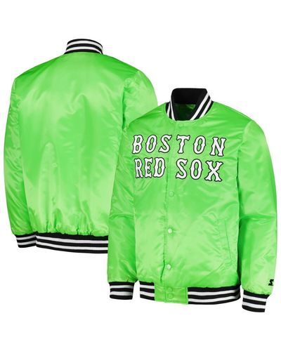 Starter Boston Red Sox Cross Bronx Fashion Satin Full-snap Varsity Jacket - Green