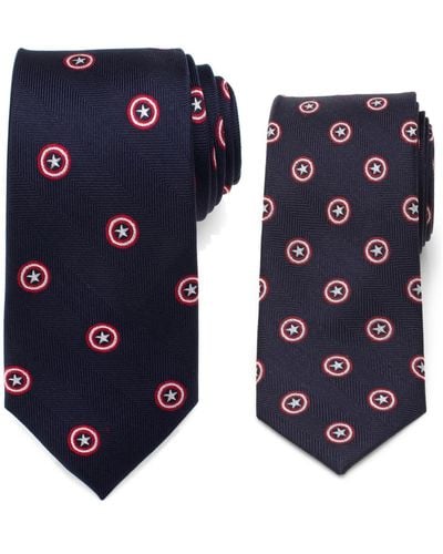 Marvel Father And Son Captain America Necktie Gift Set - Blue