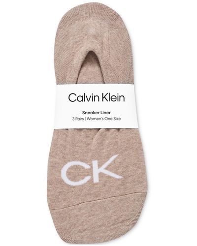 Calvin Klein 3-pk. Logo Knit Liner Socks - Natural