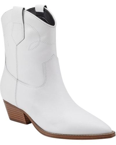 Marc Fisher Nonie Western Pointy Toe Dress Booties - White